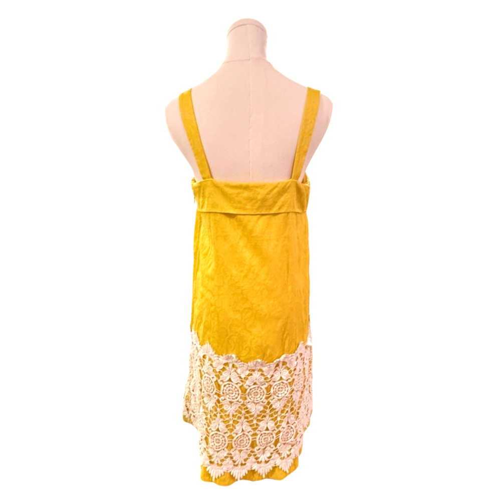 Floreat Anthropologie Yellow Cotton Lace Sleeveless Shift Dress Size 10 - Picture 7 of 10